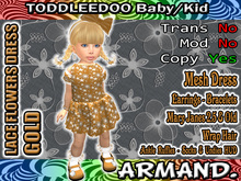 --ARMAND-- LACE FLOWERS DRESS - GOLD