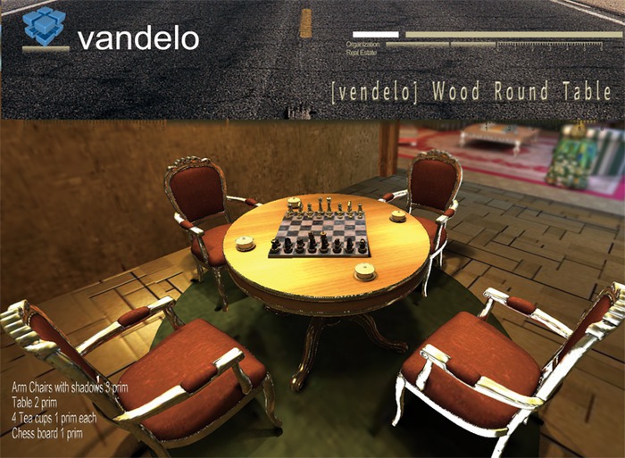 [vandelo] Wood Round Table Combination  **16 Prim**