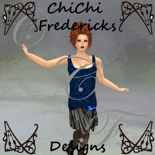 Blue Beaded Flapper Dress