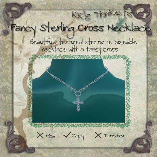 Fancy Sterling Cross Necklace