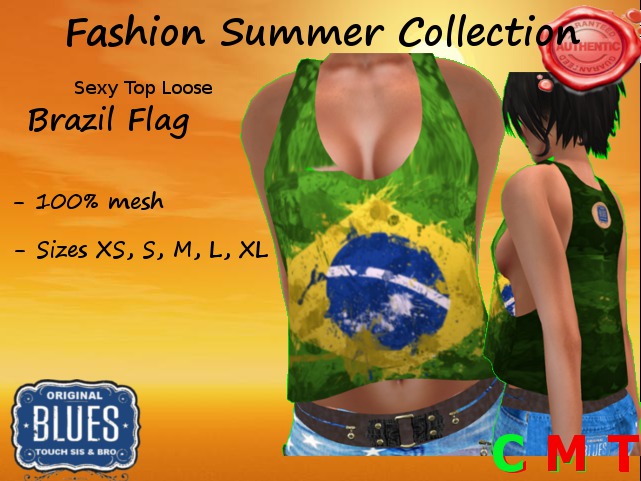 ♫ Blues Touch ♫ Top Loose BRAZIL flag