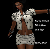 Black Dotted Mini Skirt and Top (Mesh)