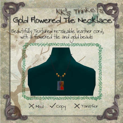 Gold Flowered Tile Necklace