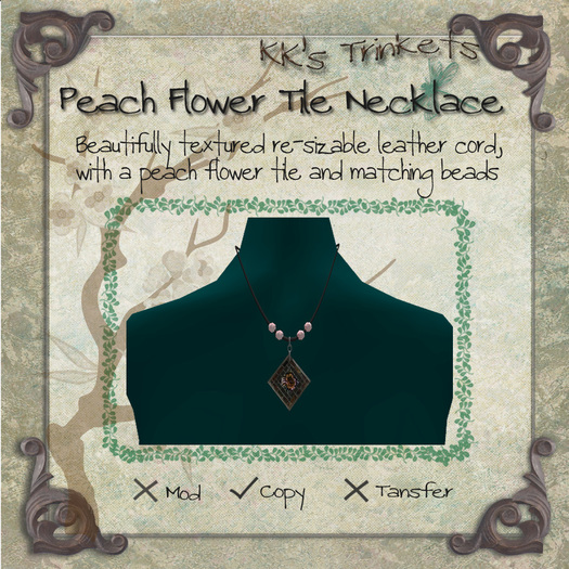Peach Flower Tile Necklace