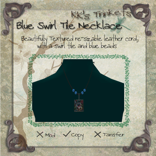 Blue Swirl Tile Necklace