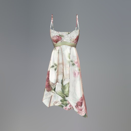 Green Cabbage Rose Mesh Dress