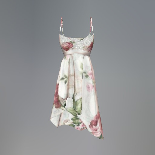 White Cabbage Rose Mesh Dress