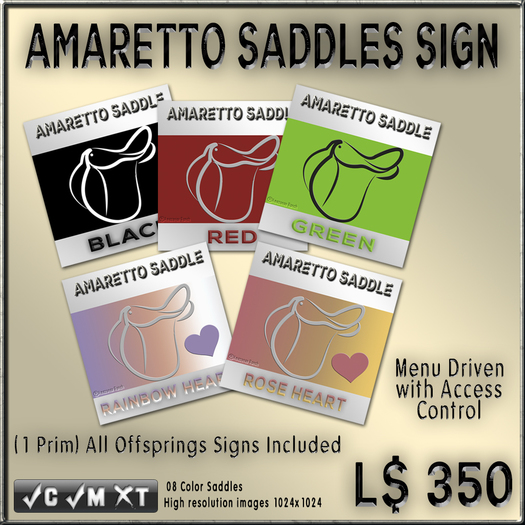 Amaretto Saddles Sign (Boxed)