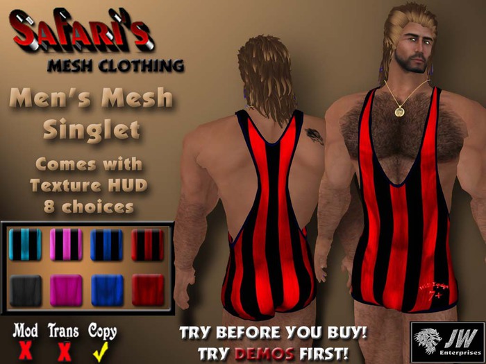 SAFARI'S - Men's Wrestling Singlet Asst 1