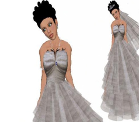 Silvery Satin Wedding Gown
