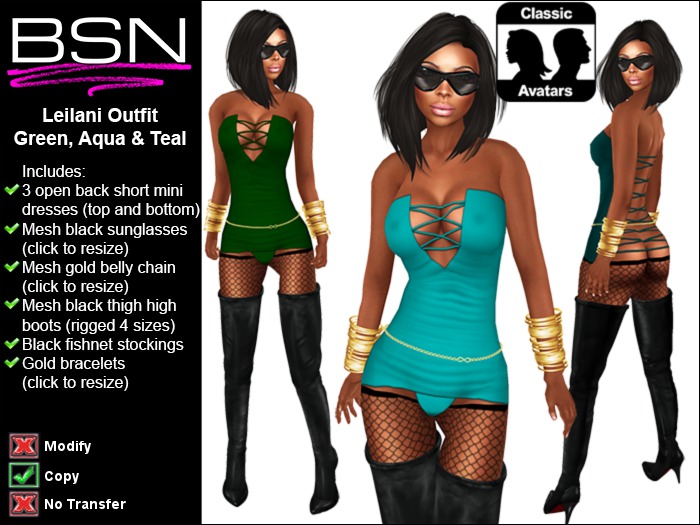 BSN Leilani Outfit - Green, Aqua & Teal