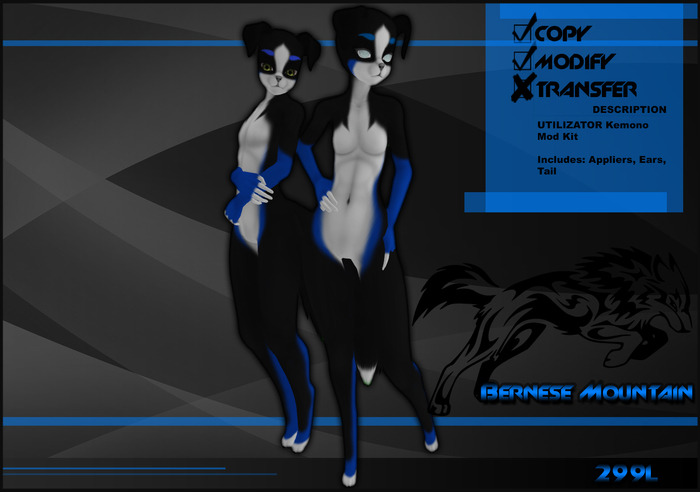 [Virtual Fuzz]  Kemono Bernese Mountain Dog Black/Blue