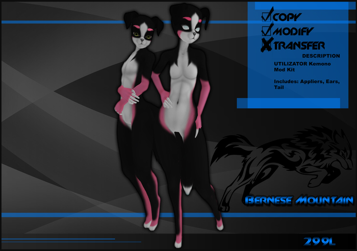 [Virtual Fuzz]  Kemono Bernese Mountain Dog Black/Pink