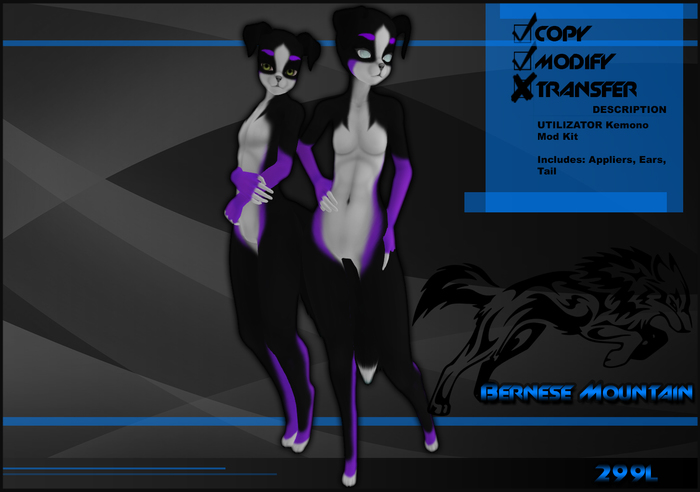 [Virtual Fuzz]  Kemono Bernese Mountain Dog Black/Purple