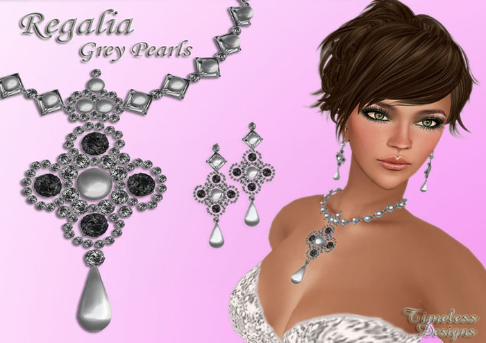 *TD*  Regalia Tahitian Grey Pearl Necklace Set  BX