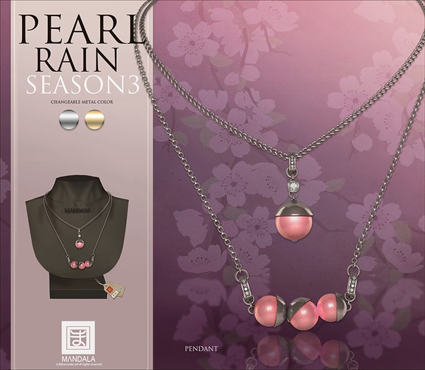 [MANDALA]Pearl-Rain-Season3 Pendant set (PINK) (wear ME)