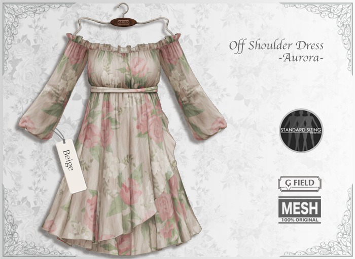 *GF* Off-shoulder Dress "Aurora" -beige