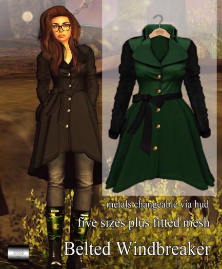 Belted Windbreaker 'solid-green' (mesh) - even.flow