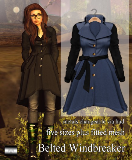 even.flow - Belted Windbreaker 'solid-blue' (Wear to unpack)