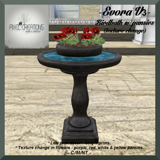 [PC] EVORA - BIRD BATH W/PANSIES V3 (Texture Change)(Boxed)