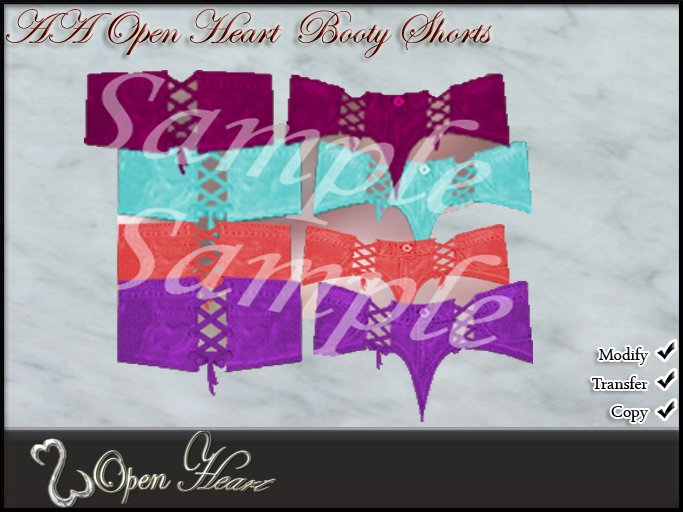  * Open Heart ~  Lace Up Booty Short's Textures