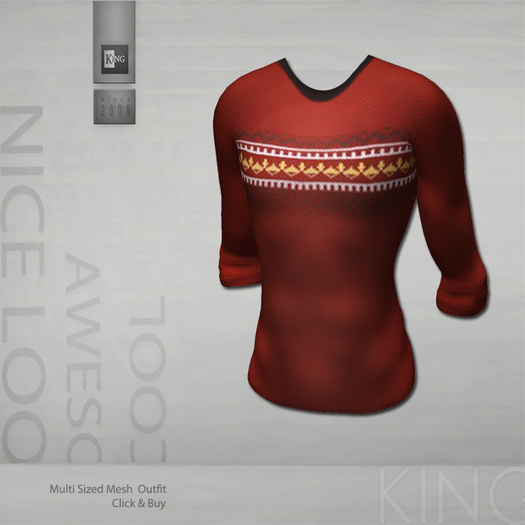 DEMO - King For Men Outfit : Red Simple Sweater