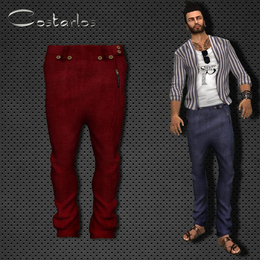 Costarlos Pants Baggy Zipped red mesh