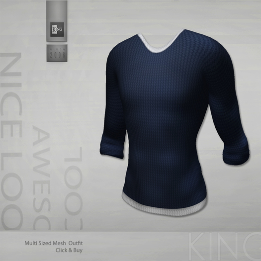 King For Men Outfit : Blue Simple Sweater
