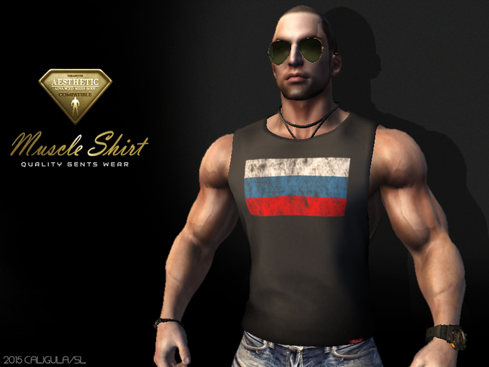 CA AESTHETIC MUSCLE SHIRT GENTS RUSSIA BLACK