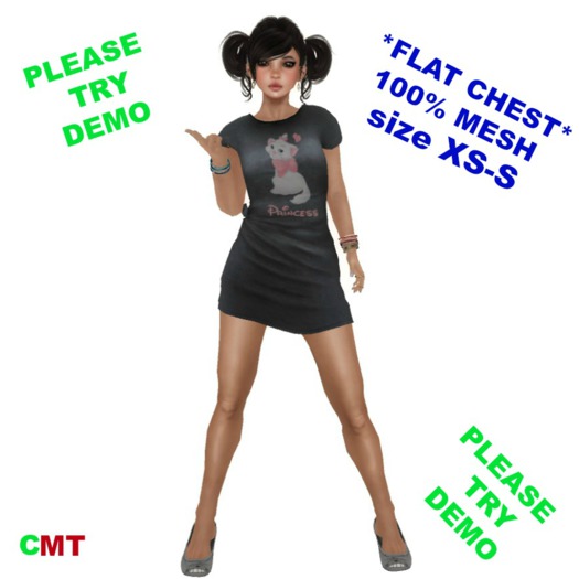 Flat Chest T-Shirt Dress (navy) PRINCESS Kitty
