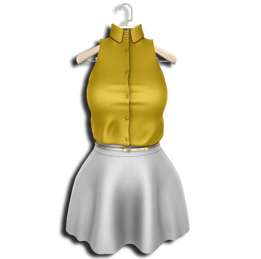 .:Vitrimi:. Buttoned Shirt & Skirt Lemon/Wht