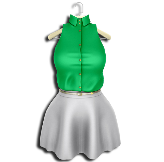 .:Vitrimi:. Buttoned Shirt & Skirt Mint/Wht