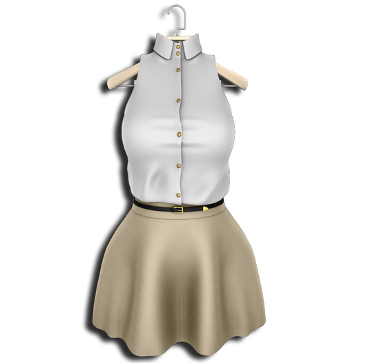 .:Vitrimi:. Buttoned Shirt & Skirt Wht/Cream