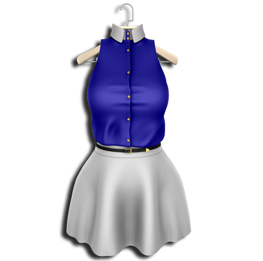 .:Vitrimi:. Buttoned Shirt & Skirt Navy/Wht