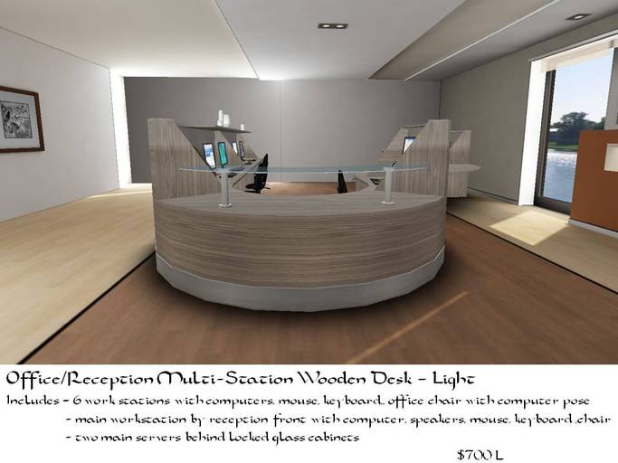 Office/Reception Multi Station Wooden Desk - Light