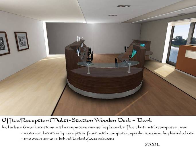 Office/Reception Multi Station Wooden Desk - Dark