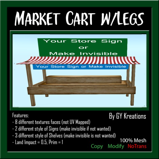 ~GYK~ Market Cart w/Legs - Mesh (Boxed)