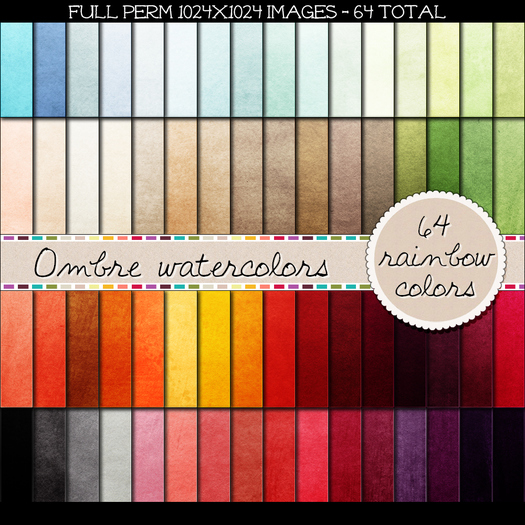 64 Full Perm Handpainted Ombre Watercolors