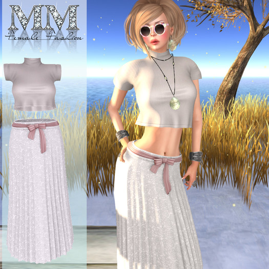 M&M-CORAL TOP&SKIRT LONG MESH