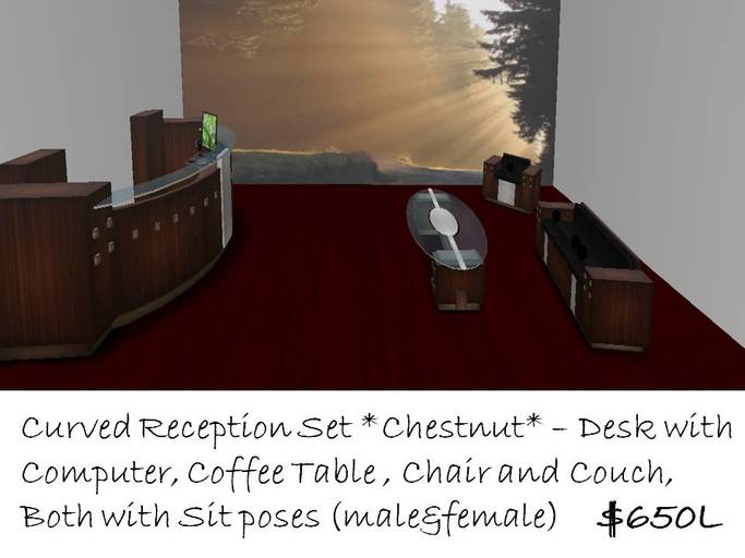 Curved Reception  Chestnut Set- 4 piece
