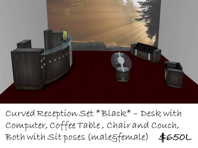 Curved Reception- BLack Set- 4 piece
