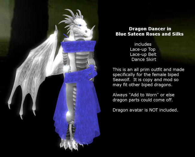 Dragon Dancer Blue Sateen Roses and Silks