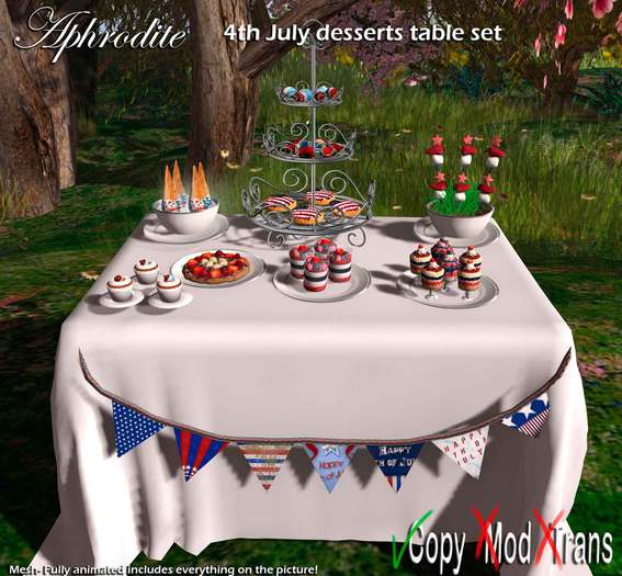 Aphrodite 4th July party desserts table 2