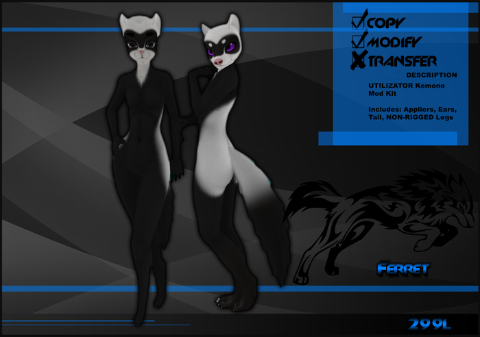 [Virtual Fuzz]  Kemono Ferret White Black