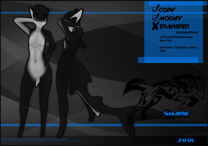 [Virtual Fuzz]  Kemono Shark Black/White
