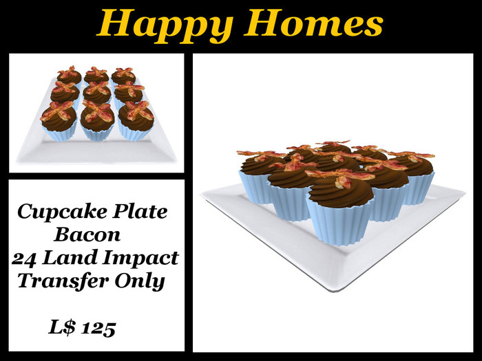 H.Homes ~ Cupcake Plate ~ Bacon