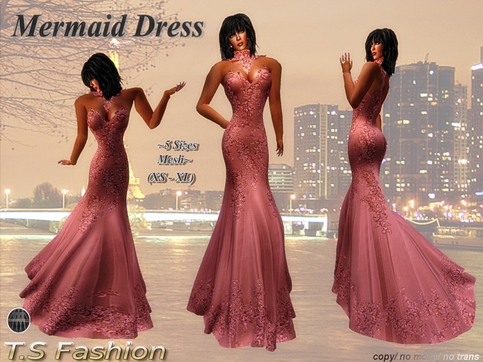 Mermaid Dress  Salmon - Mesh