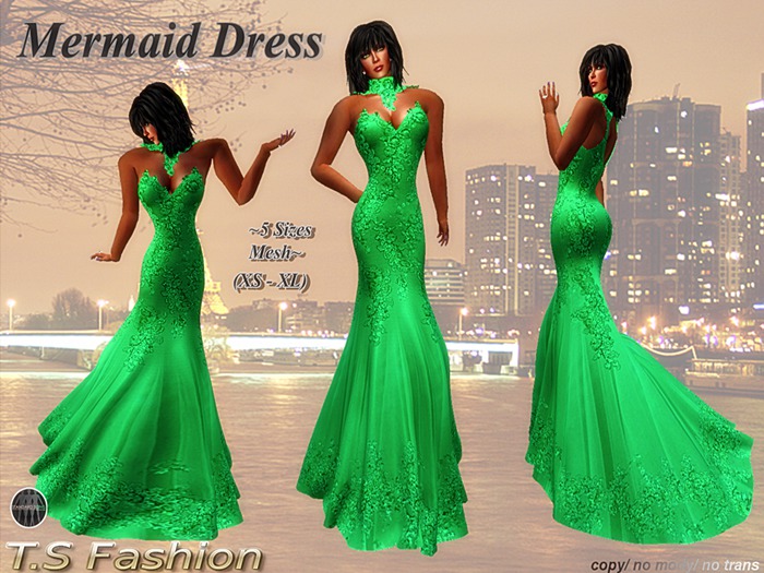 Mermaid Dress  Green - Mesh