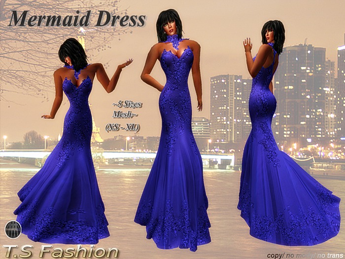 Mermaid Dress  Blue - Mesh
