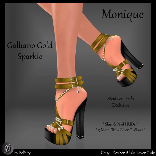 SALE *Felicity* Monique Stilettos - Gold Studded Chunky High Heels Shoes (Sculpted Shoe with 5 Metal Trim Options)